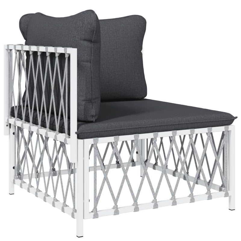 6 Piece Garden Lounge Set with Cushions White Steel Payday Deals