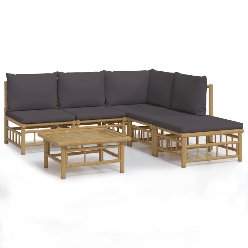 6 Piece Garden Lounge Set with Dark Grey Cushions  Bamboo Payday Deals