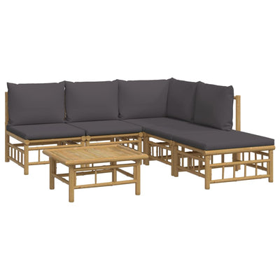 6 Piece Garden Lounge Set with Dark Grey Cushions  Bamboo Payday Deals
