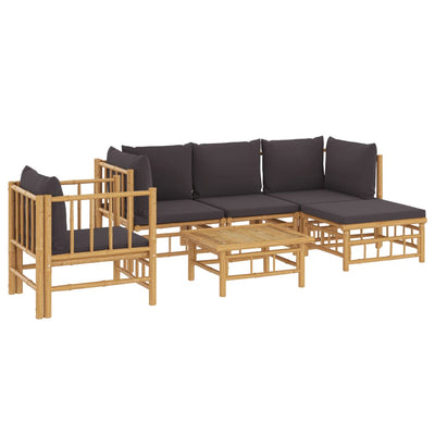6 Piece Garden Lounge Set with Dark Grey Cushions  Bamboo Payday Deals