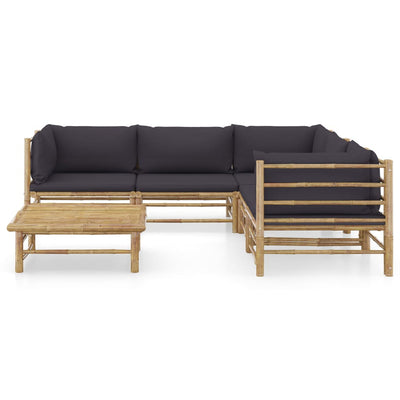 6 Piece Garden Lounge Set with Dark Grey Cushions Bamboo Payday Deals