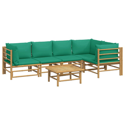 6 Piece Garden Lounge Set with Green Cushions  Bamboo Payday Deals