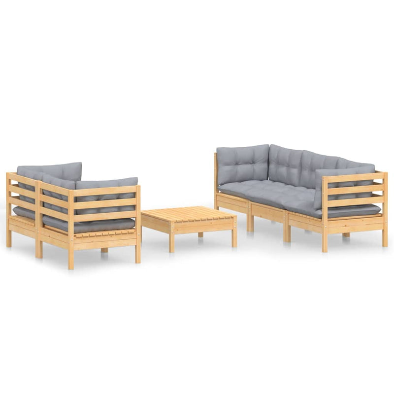 6 Piece Garden Lounge Set with Grey Cushions Pinewood Payday Deals