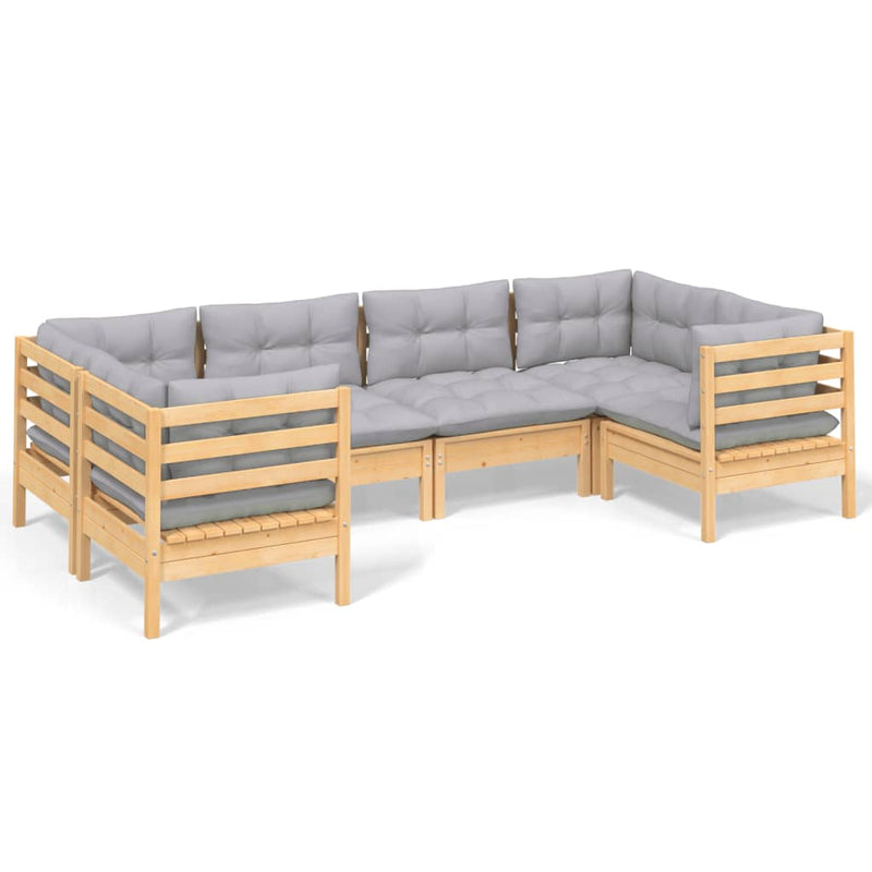 6 Piece Garden Lounge Set with Grey Cushions Pinewood Payday Deals