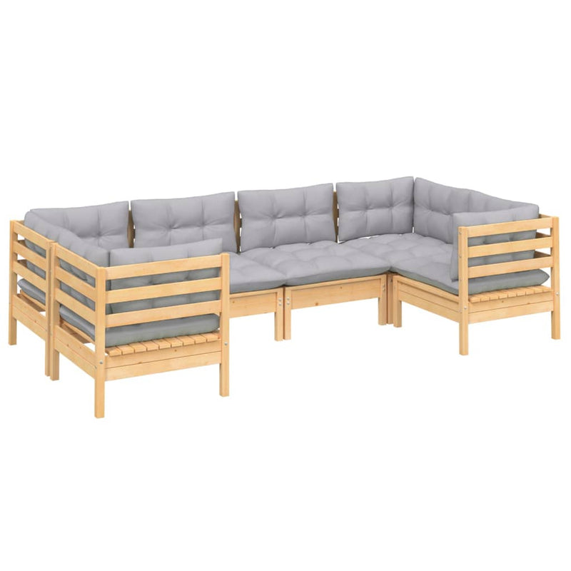 6 Piece Garden Lounge Set with Grey Cushions Pinewood Payday Deals