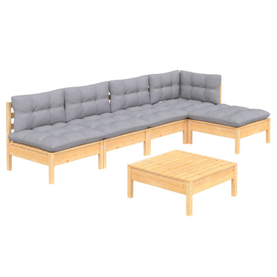6 Piece Garden Lounge Set with Grey Cushions Pinewood Payday Deals
