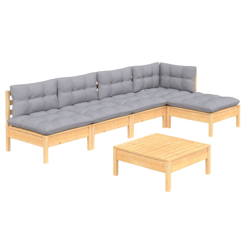 6 Piece Garden Lounge Set with Grey Cushions Pinewood Payday Deals