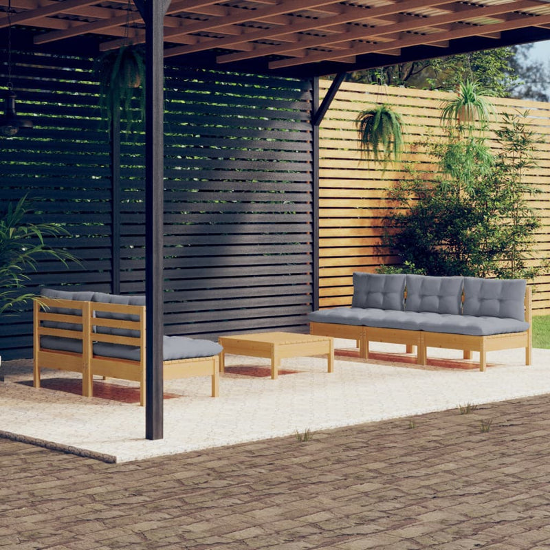 6 Piece Garden Lounge Set with Grey Cushions Pinewood Payday Deals