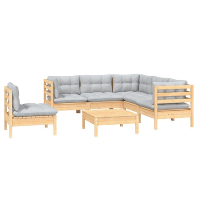 6 Piece Garden Lounge Set with Grey Cushions Pinewood Payday Deals
