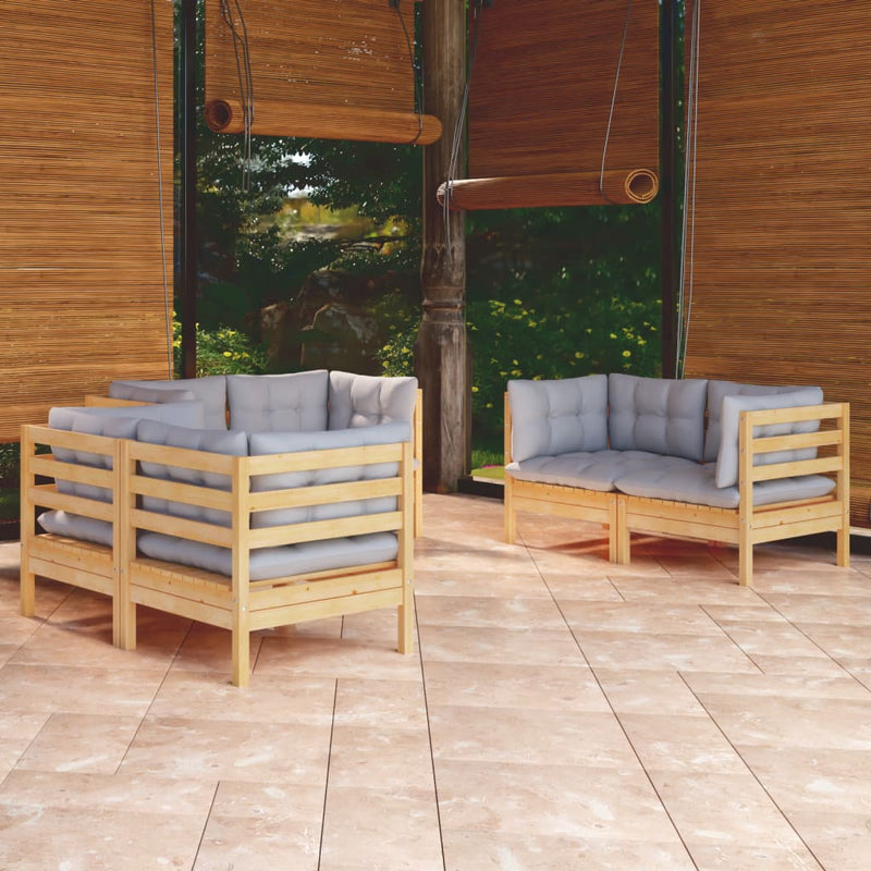 6 Piece Garden Lounge Set with Grey Cushions Solid Pinewood Payday Deals