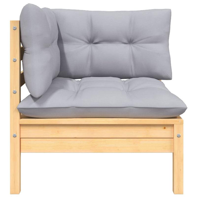 6 Piece Garden Lounge Set with Grey Cushions Solid Pinewood Payday Deals