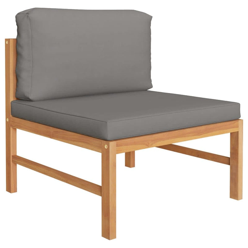 6 Piece Garden Lounge Set with Grey Cushions Solid Teak Wood Payday Deals