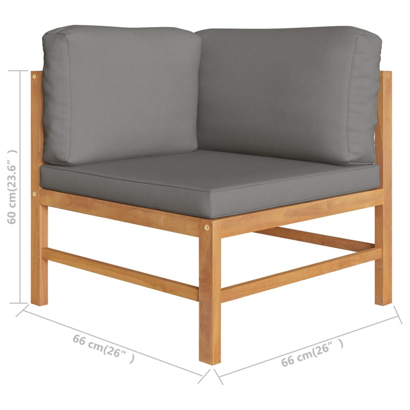 6 Piece Garden Lounge Set with Grey Cushions Solid Teak Wood Payday Deals