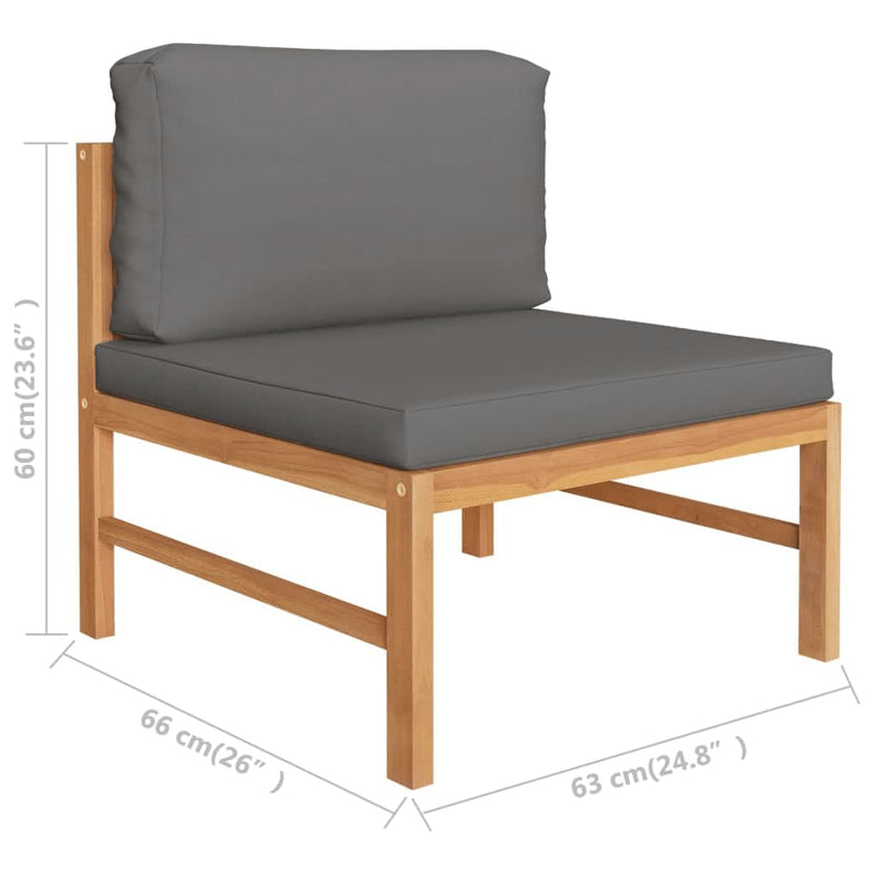 6 Piece Garden Lounge Set with Grey Cushions Solid Teak Wood Payday Deals