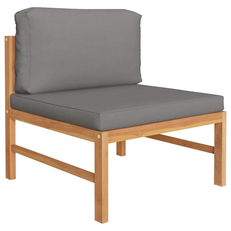 6 Piece Garden Lounge Set with Grey Cushions Solid Teak Wood Payday Deals