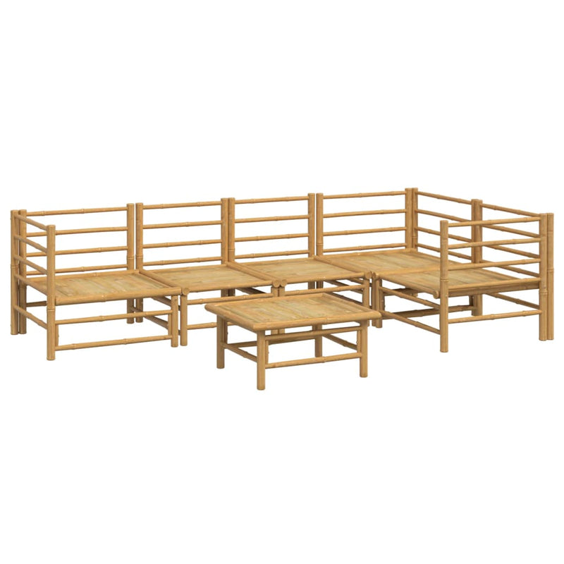 6 Piece Garden Lounge Set with Light Grey Cushions Bamboo Payday Deals