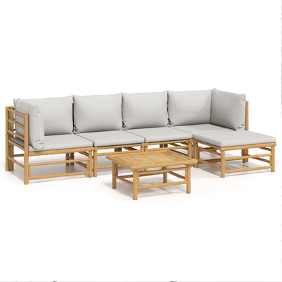 6 Piece Garden Lounge Set with Light Grey Cushions Bamboo Payday Deals