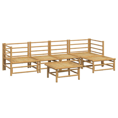 6 Piece Garden Lounge Set with Light Grey Cushions Bamboo Payday Deals