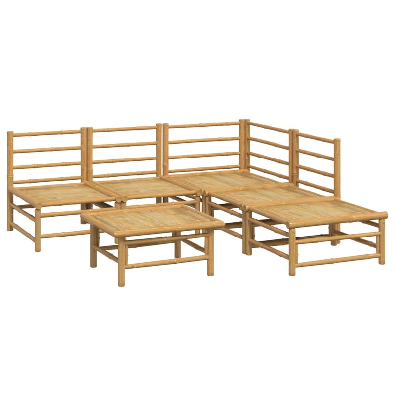 6 Piece Garden Lounge Set with Light Grey Cushions Bamboo Payday Deals