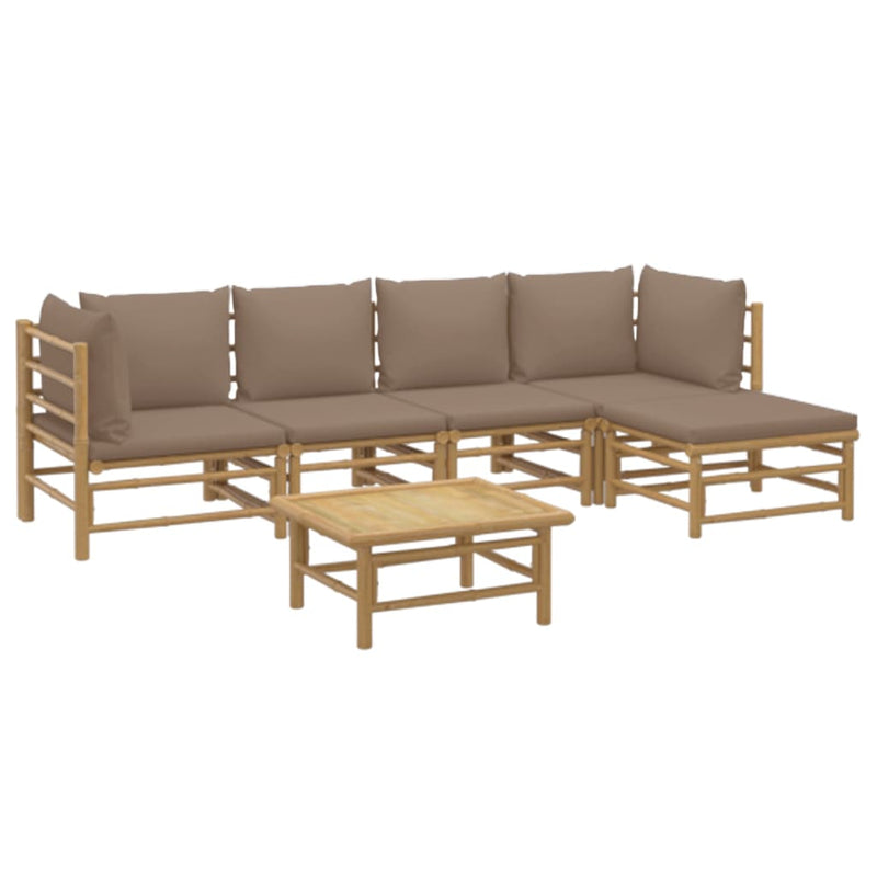 6 Piece Garden Lounge Set with Taupe Cushions  Bamboo Payday Deals