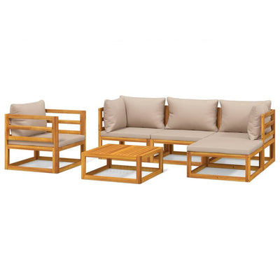 6 Piece Garden Lounge Set with Taupe Cushions Solid Wood Payday Deals
