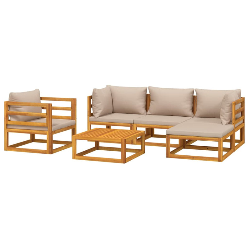 6 Piece Garden Lounge Set with Taupe Cushions Solid Wood Payday Deals