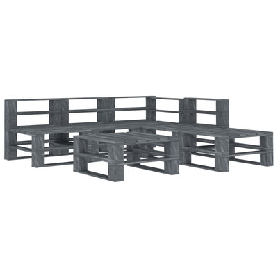 6 Piece Garden Pallet Lounge Set Wood Grey Payday Deals