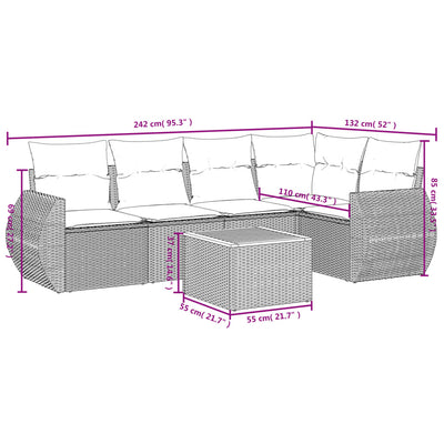 6 Piece Garden Sofa Set with Cushions Beige Poly Rattan Payday Deals