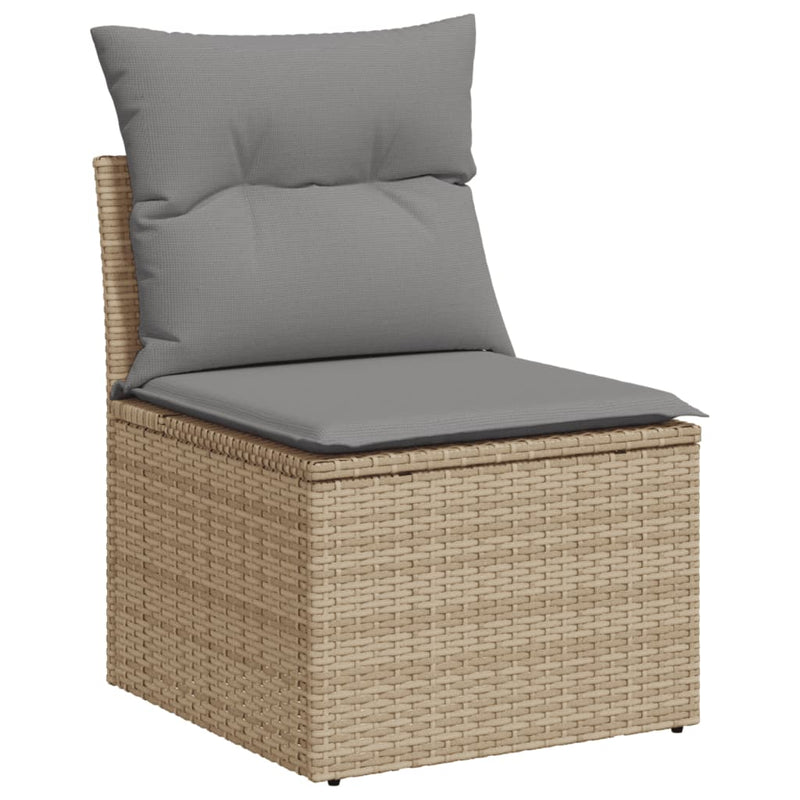 6 Piece Garden Sofa Set with Cushions Beige Poly Rattan Payday Deals