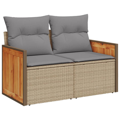 6 Piece Garden Sofa Set with Cushions Beige Poly Rattan Payday Deals