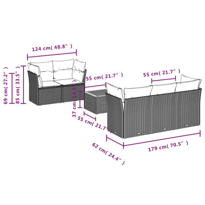 6 Piece Garden Sofa Set with Cushions Beige Poly Rattan Payday Deals