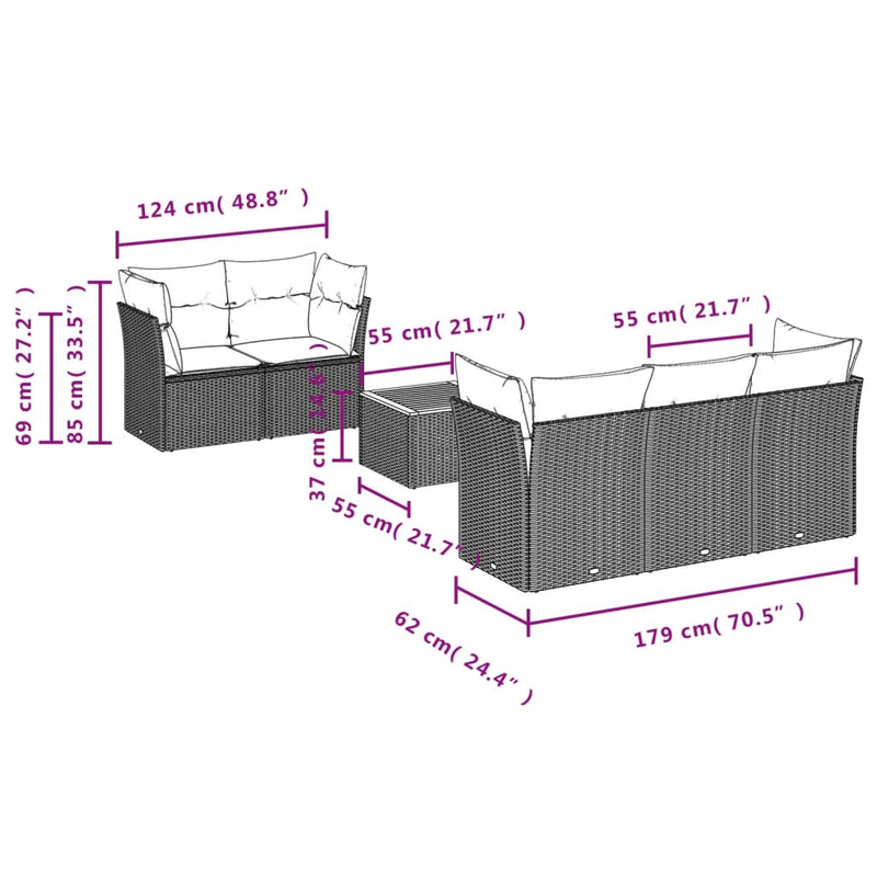 6 Piece Garden Sofa Set with Cushions Beige Poly Rattan Payday Deals