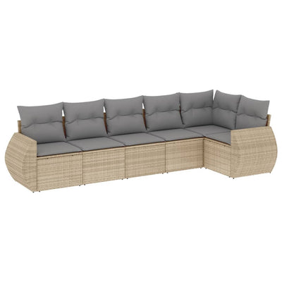 6 Piece Garden Sofa Set with Cushions Beige Poly Rattan Payday Deals
