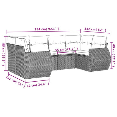 6 Piece Garden Sofa Set with Cushions Beige Poly Rattan Payday Deals