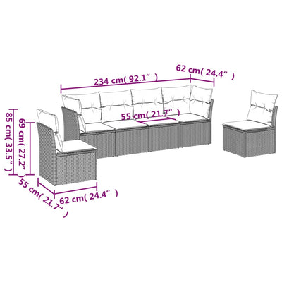 6 Piece Garden Sofa Set with Cushions Beige Poly Rattan Payday Deals