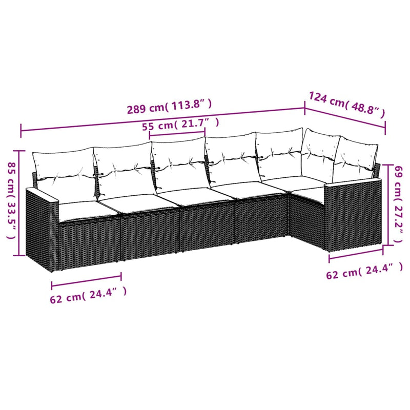 6 Piece Garden Sofa Set with Cushions Beige Poly Rattan Payday Deals