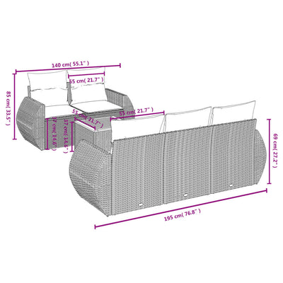 6 Piece Garden Sofa Set with Cushions Beige Poly Rattan Payday Deals