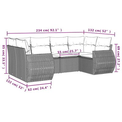 6 Piece Garden Sofa Set with Cushions Beige Poly Rattan Payday Deals