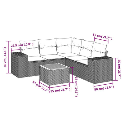 6 Piece Garden Sofa Set with Cushions Beige Poly Rattan Payday Deals