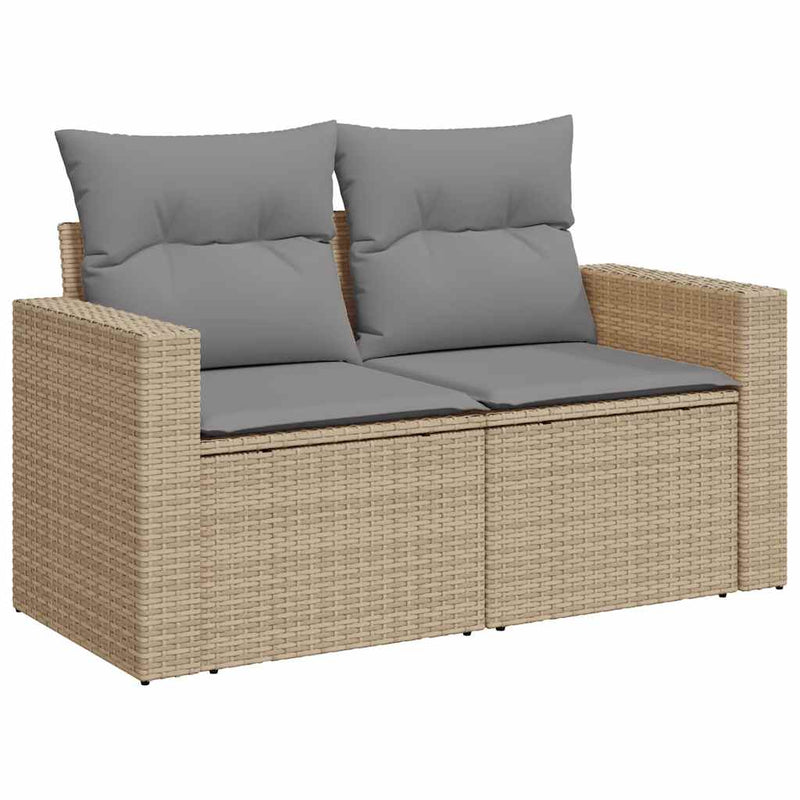 6 Piece Garden Sofa Set with Cushions Beige Poly Rattan Payday Deals