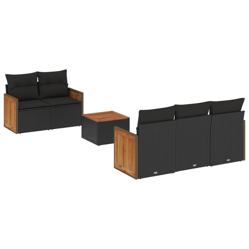 6 Piece Garden Sofa Set with Cushions Black Poly Rattan Payday Deals