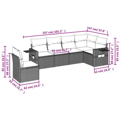 6 Piece Garden Sofa Set with Cushions Black Poly Rattan Payday Deals