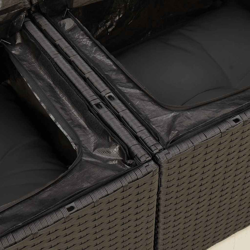 6 Piece Garden Sofa Set with Cushions Black Poly Rattan Payday Deals