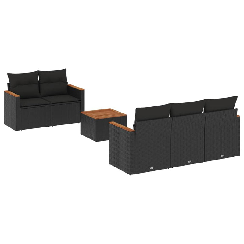 6 Piece Garden Sofa Set with Cushions Black Poly Rattan Payday Deals