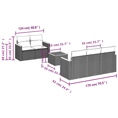 6 Piece Garden Sofa Set with Cushions Black Poly Rattan Payday Deals