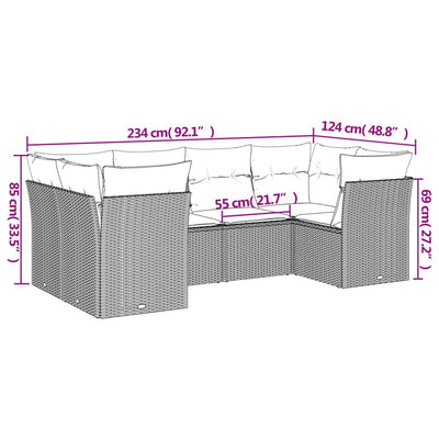 6 Piece Garden Sofa Set with Cushions Black Poly Rattan Payday Deals