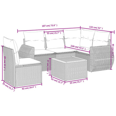 6 Piece Garden Sofa Set with Cushions Black Poly Rattan Payday Deals