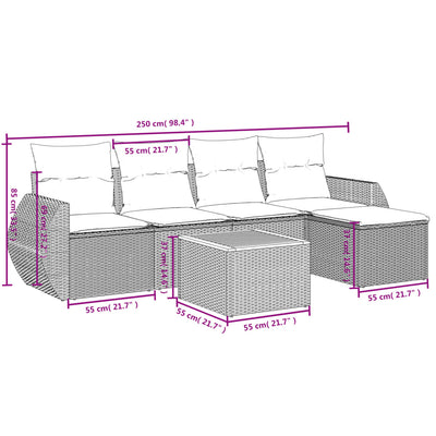 6 Piece Garden Sofa Set with Cushions Black Poly Rattan Payday Deals