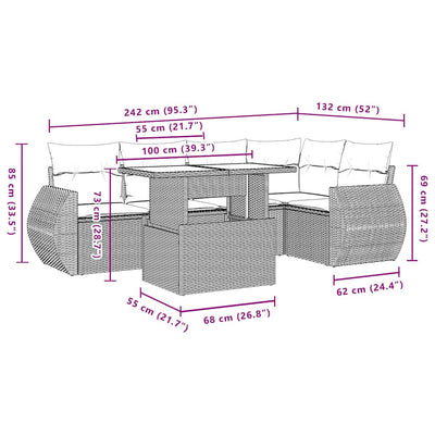 6 Piece Garden Sofa Set with Cushions Black Poly Rattan Payday Deals