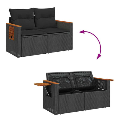 6 Piece Garden Sofa Set with Cushions Black Poly Rattan Payday Deals